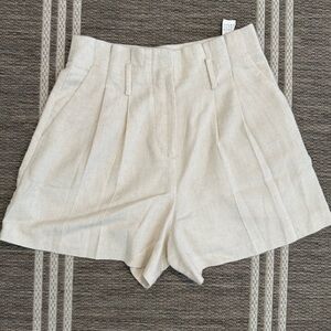 Zara Women's Cream Linen Like Textured Shorts Small